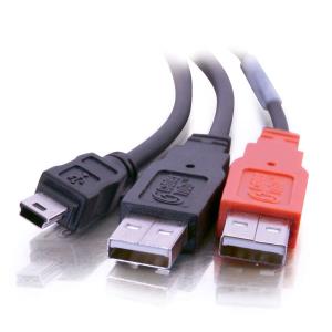 USB 2.0 Y-cable Mini-b Male To 2 USB A Male