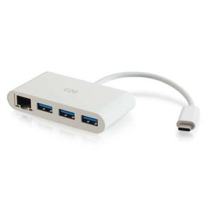 USB-C Ethernet And 3-Port USB Hub White