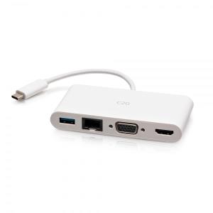 USB-C to HDMI, VGA, USB-A, and RJ45 Multiport Adapter - 4K 30Hz - White