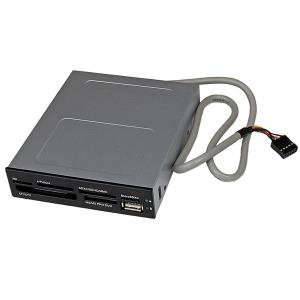 Multi Media Memory Card Reade 3.5in Front Bay 22-in-1 USB 2.0 Internalr - Black