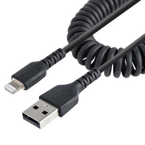 USB To Lightning Cable - Coiled Cable - 50cm Black