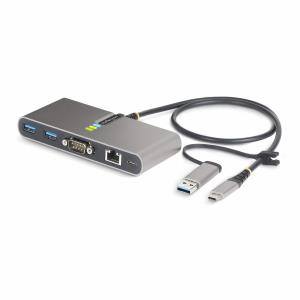 USB-c Hub With Ethernet And Rs-232, Attached USB-c To USB-a Dongle, 100w 2-port