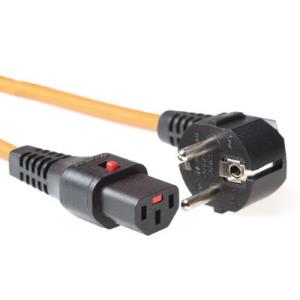 Connection Cable - 230v Schuko Male (angled) - C13 Lockable Orange
