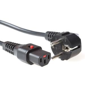 Connection Cable - 230v Schuko Male (angled) - C13 Lockable Black