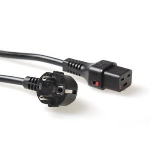 Connection Cable - 230v Schuko Male (angled) - C19 Lockable Black