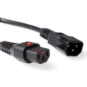 230v Connection Cable C13 Lockable - C14 Black 1.5m