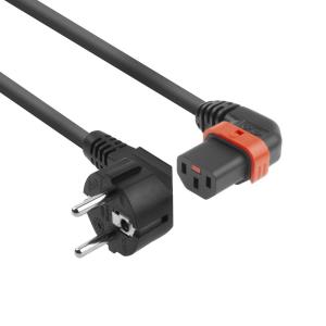 Powercord - 230v Cee 7/7 Male(angled) To C13 (left Angled) Lockable - 1m Black