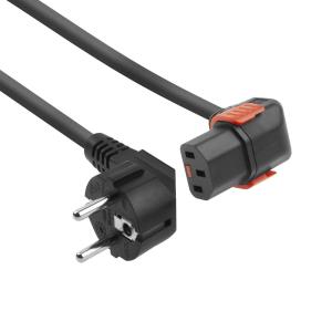 Powercord - 230v Cee 7/7 Male(angled) To C13 (down Angled) Lockable - 3m Black